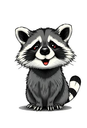 Illustrated Raccoon Face Vector - Free Download - AI Scribbles