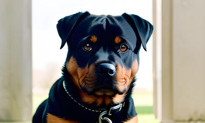 A stunning digital painting of a Rottweiler dog, showcasing its strong and loyal demeanor in a realistic art style. The vibrant colors and intricate details emphasize the dog's regal presence.