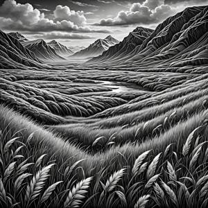 Black and White Mountain Landscape - Free Download - AI Scribbles