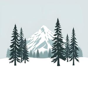 Sunset Over Snowy Mountain Range with Pine Trees - Free Download - AI ...