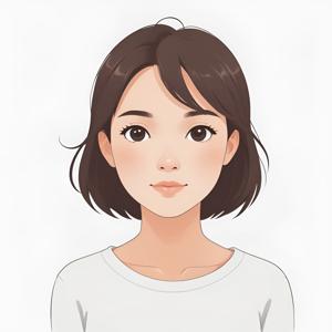 A beautifully illustrated minimalist portrait of a young woman with short brown hair, showcasing a clean and modern art style.